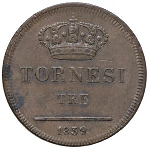 NAPLES Ferdinand II (1830-1859) 3 Tornesi 1839 - Magli...