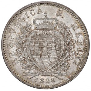 SAN MARINO 5 Lire 1898 - Gig. 17 AG (g 25.01) Conservaz...