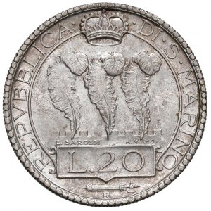 SAN MARINO 20 Lire 1932 - Gig. 3 AG (g 15,00)...