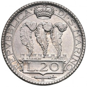 SAN MARINO 20 Lire 1936 - Gig. 6 AG (g 15.00)...