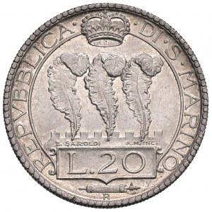 SAN MARINO 20 Lire 1937 - Gig. 7 AG (g 20.00) R Minimi ...