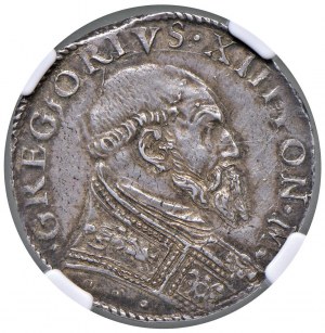 Gregory XIII (1572-1585) Testone 1575 - Munt. 30 AG R ...