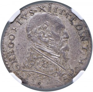Gregory XIII (1572-1585) Ancona - Testone 1581 - Munt....