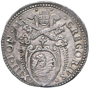 Gregory XIII (1572-1585) Fano - Testone - Munt. lacks ...