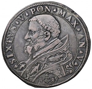 Sixte Quint (1585-1590) Écu 1589 A. V - Munt. 7a AG (g 30...