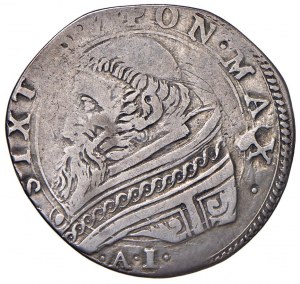 Sixtus V (1585-1590) Fano - Testone A. I - Munt. 107 AG ...
