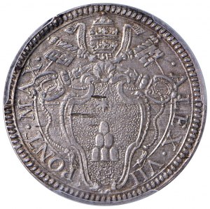 Alessandro VII (1655-1667) Giulio - Munt. 14 AG R In sl...