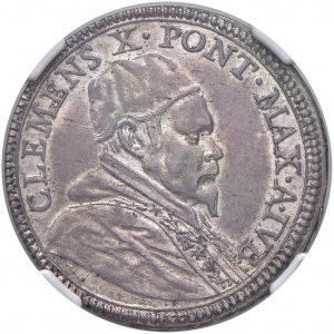 Clemente X (1670-1676) Testone 1675 Giubileo - Munt. 25...
