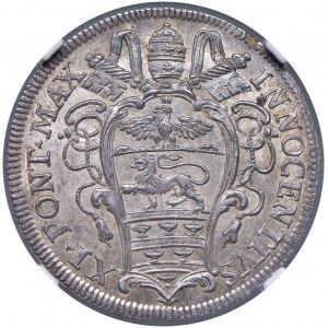 Innocenzo XI (1676-1689) Testone 1684 - Munt. 81 AG RRR...