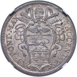Innocent XI (1676-1689) Testone 1684 - Munt. 81 AG RRR...