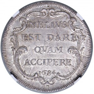 Innocenzo XI (1676-1689) Testone 1684 - Munt. 81 AG RRR...