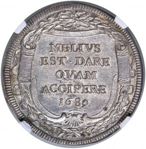 Innocent XI (1676-1689) Testone 1689 A. XIII - Munt. 1...