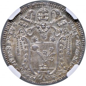 Pius VI (1775-1799) Testone 1785 A. XI - Munt. 29 AG Spl...