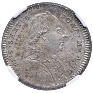 Pio VI (1775-1799) Quinto di scudo o doppio giulio 1782...