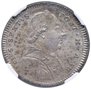 Pius VI (1775-1799) Fifth of shield or double julius 1782...