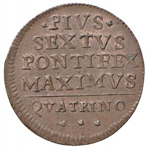 Pius VI. (1775-1799) Bologna - Quattrino 1796 - Munt. 301...