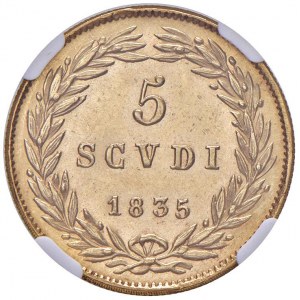 Grzegorz XVI (1831-1846) 5 Scudi 1835 A. V - Munt. 3I A..