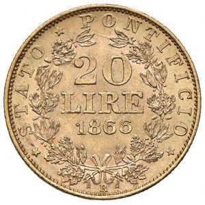Pio IX (1846-1878) 20 Lire 1866 A. XXI - Nomisma 844 AU...