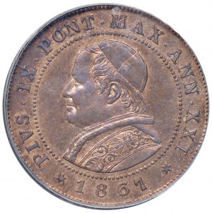 Pius IX (1846-1870) 2 Soldi 1867 A. XXI - Nomisma 901 CU...
