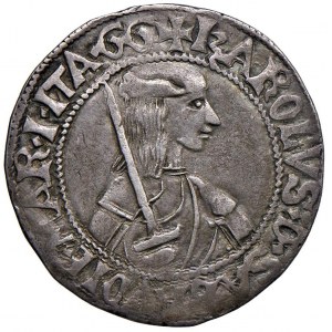 Carlo I (1482-1490) Testone sigla GG - MIR 265 AG (g 9,...
