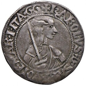Carlo I (1482-1490) Testone sigla GG - MIR 265 AG (g 9,...