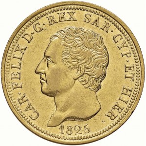 Carlo Felice (1821-1831) 80 Lire 1825 T Bordo liscio - ...