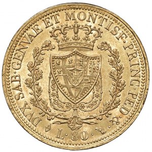 Carlo Felice (1821-1831) 80 Lire 1826 T - Nomisma 525 A...