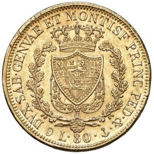Carlo Felice (1821-1831) 80 Lire 1828 G - Nomisma 528 A...