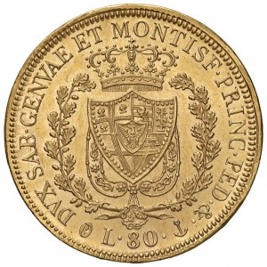 Charles Felix (1821-1831) 80 Lire 1829 G - Nomisma 531 A...