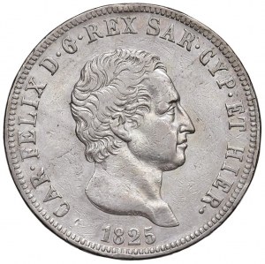 Charles Felix (1821-1831) 5 Lire 1825 G - Nomisma 562 AG...