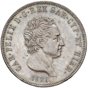 Carlo Felice (1821-1831) 5 Lire 1826 T - Nomisma 565 AG...