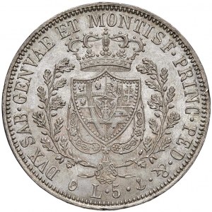 Charles Felix (1821-1831) 5 Lire 1826 T - Nomisma 565 AG...
