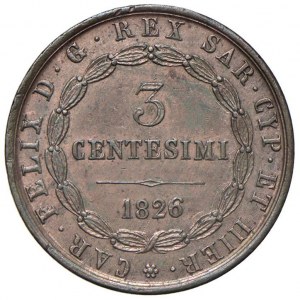 Charles Felix (1821-1831) 3 cents 1826 T - Nomisma 6...