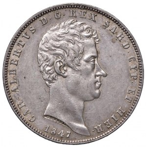 Carlo Alberto (1831-1849) 5 Lire 1847 G - Nomisma 700 A...