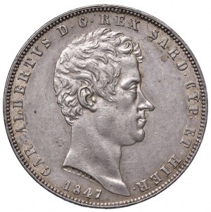 Charles Albert (1831-1849) 5 Lire 1847 G - Nomisma 700 A...
