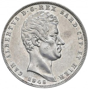 Carlo Alberto (1831-1849) 5 Lire 1848 G - Nomisma 702 A...