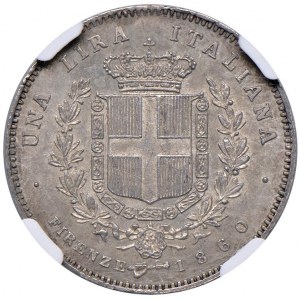 Vittorio Emanuele II re eletto (1859-1861) Lira 1860 F ...