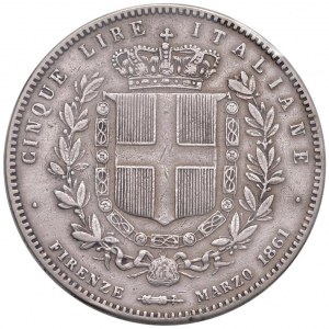Victor Emmanuel II (1861-1878) 5 Lire 1861 F - Nomism...