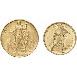 Vittorio Emanuele III (1900-1946) 100 e 50 Lire 1933 A....