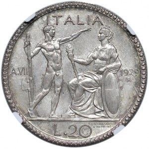Vittorio Emanuele III (1900-1946) 20 Lire 1929 A. VII -...