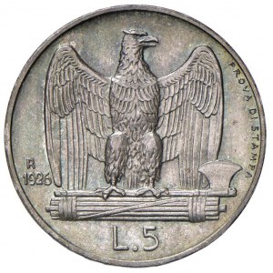 Vittorio Emanuele III (1900-1946) 5 Lire 1926 Prova di ...