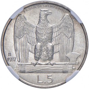 Vittorio Emanuele III (1900-1946) 5 Lire 1927 Prova di ...