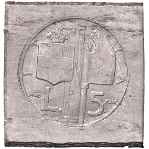 Wiktor Emmanuel III (1900-1946) Projekt banknotu 5 Lire 1...
