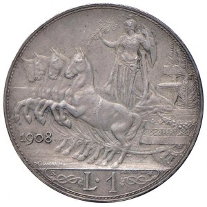 Vittorio Emanuele III (1900-1946) Lira 1908 esperimento...
