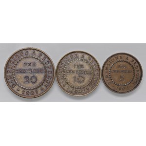 Victor Emmanuel III (1900-1946) 20, 10 et 5 cents ...