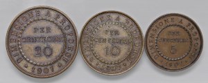 Vittorio Emanuele III (1900-1946) 20, 10 e 5 Centesimi ...