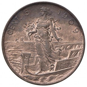 Victor Emmanuel III (1900-1946) 5 cents 1909 - No...