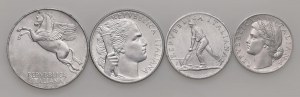 ITALIAN REPUBLIC (1946-) 10, 5, 2 and one Lira 1950 - ...