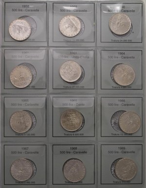 Collection of the 500 lira and other values minted in arge...