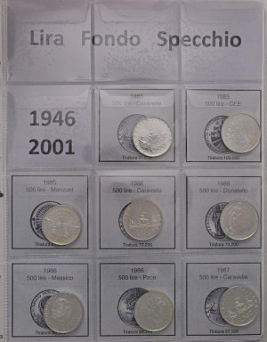 Collection of the 500 lira and other values minted in arge...